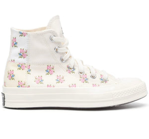 Womens Chuck 70 High Top Patchwork Floral Sneakers in Egret