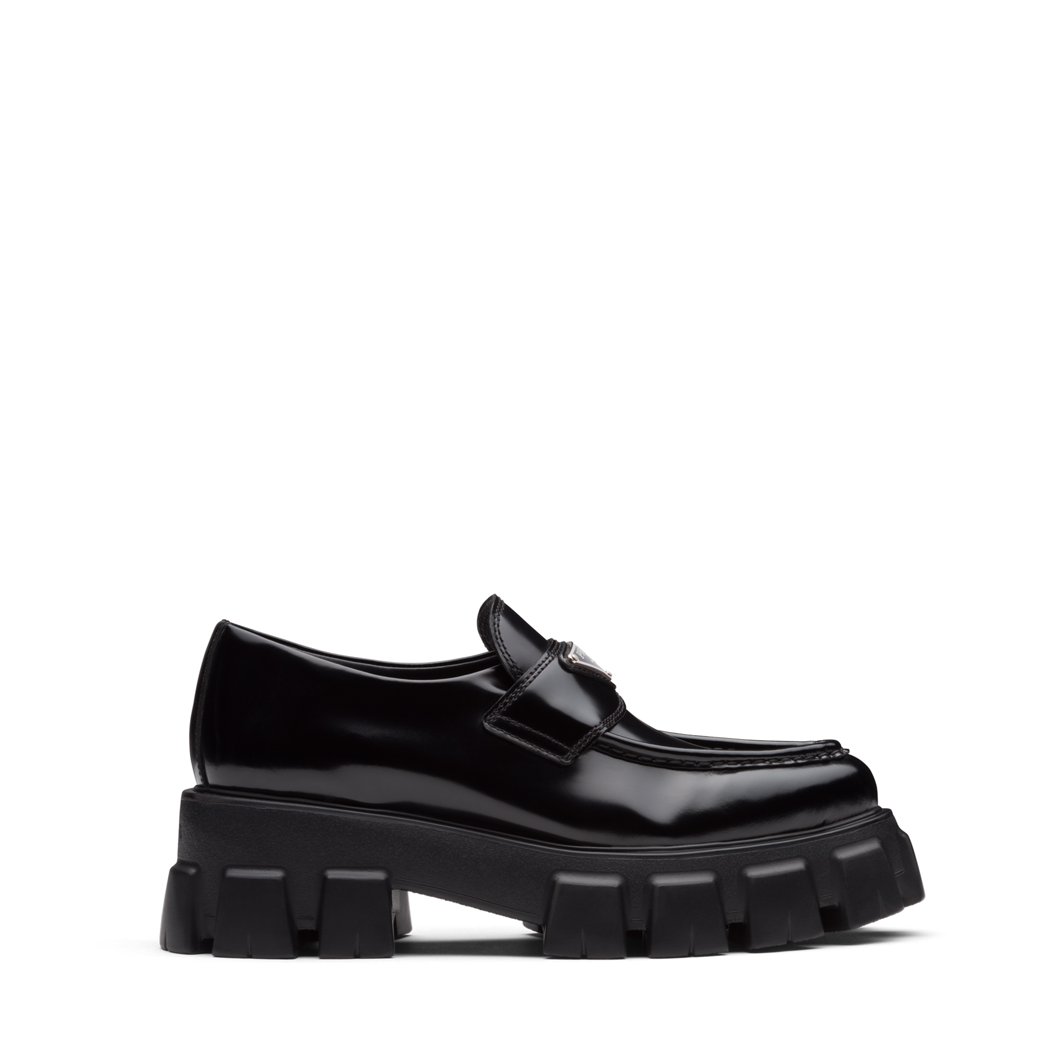 Monolith pointy brushed leather loafers